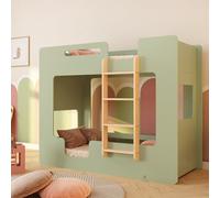smartwood Letto a Castello 80x160 cm con Sponde, Legno, Verde, MIMI B | Letto a castello 2 bambini, rete inf. 230 kg, sup. 130 kg, compensato pino certificato FSC, bordi arrotondati, dai 3 anni
