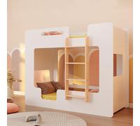 smartwood Letto a Castello 90x200 cm con Sponde, Legno, Bianco, MIMI B | Letto a castello 2 bambini, rete inf. 230 kg, sup. 130 kg, compensato pino certificato FSC, bordi arrotondati, dai 3 anni