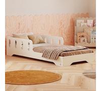 smartwood Letto Montessori 100x190 cm con Sponde, Legno, Bianco, TILA 6