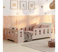 smartwood Letto Montessori 100x200 Letto per Bambini in Legno FSC Colore Cachemire TILA 2L con Sponda Anticaduta e Rete a Doghe Fino a 230 kg - Per Bambino e Bambina - Montaggio Facile