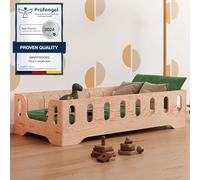 smartwood Letto Montessori 100x200 Letto per Bambini in Legno FSC TILA 2B con Sponda Anticaduta e Rete a Doghe Fino a 230 kg - Per Bambino e Bambina - Montaggio Facile