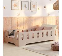 smartwood Letto Montessori 120x200 Letto per Bambini in Legno FSC Colore Cachemire TILA 2B con Sponda Anticaduta e Rete a Doghe Fino a 300 kg - Per Bambino e Bambina - Montaggio Facile