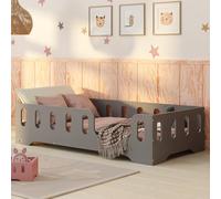 smartwood Letto Montessori 120x200 Letto per Bambini in Legno FSC Colore Grigio TILA 2P con Sponda Anticaduta e Rete a Doghe Fino a 300 kg - Per Bambino e Bambina - Montaggio Facile