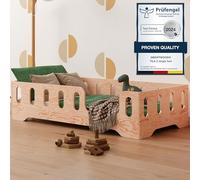 smartwood Letto Montessori 120x200 Letto per Bambini in Legno FSC TILA 2P con Sponda Anticaduta e Rete a Doghe Fino a 300 kg - Per Bambino e Bambina - Montaggio Facile