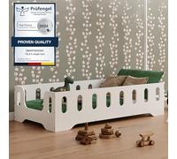smartwood Letto Montessori 140x200 Letto per Bambini in Legno FSC Colore Bianco TILA 2B con Sponda Anticaduta e Rete a Doghe Fino a 300 kg - Per Bambino e Bambina - Montaggio Facile