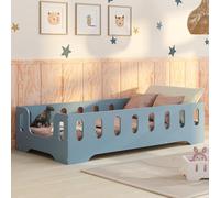 smartwood Letto Montessori 140x200 Letto per Bambini in Legno FSC Colore Blu TILA 2B con Sponda Anticaduta e Rete a Doghe Fino a 300 kg - Per Bambino e Bambina - Montaggio Facile