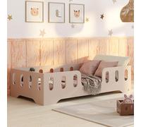 smartwood Letto Montessori 140x200 Letto per Bambini in Legno FSC Colore Cachemire TILA 2 con Sponda Anticaduta e Rete a Doghe Fino a 300 kg - Per Bambino e Bambina - Montaggio Facile