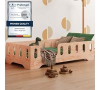 smartwood Letto Montessori 140x200 Letto per Bambini in Legno FSC TILA 2L con Sponda Anticaduta e Rete a Doghe Fino a 300 kg - Per Bambino e Bambina - Montaggio Facile