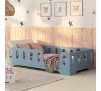 smartwood Letto Montessori 60x120 Letto per Bambini in Legno FSC Colore Blu TILA 2P con Sponda Anticaduta e Rete a Doghe Fino a 230 kg - Per Bambino e Bambina - Montaggio Facile