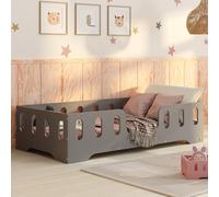 smartwood Letto Montessori 60x120 Letto per Bambini in Legno FSC Colore Grigio TILA 2 con Sponda Anticaduta e Rete a Doghe Fino a 230 kg - Per Bambino e Bambina - Montaggio Facile