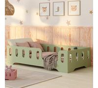 smartwood Letto Montessori 80x160 Letto per Bambini in Legno FSC Colore Verde TILA 2P con Sponda Anticaduta e Rete a Doghe Fino a 230 kg - Per Bambino e Bambina - Montaggio Facile