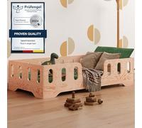 smartwood Letto Montessori 80x180 Letto per Bambini in Legno FSC TILA 2 con Sponda Anticaduta e Rete a Doghe Fino a 230 kg - Per Bambino e Bambina - Montaggio Facile