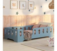 smartwood Letto Montessori 90x200 Letto per Bambini in Legno FSC Colore Blu TILA 2L con Sponda Anticaduta e Rete a Doghe Fino a 230 kg - Per Bambino e Bambina - Montaggio Facile
