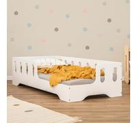 smartwood Letto Montessori Bambini 90x190 cm - Letto Bambini Bianco con Sponda e Rete a Doghe - Compensato di Pino Certificato FSC - Per Bambini e Bambine - Montaggio Facile - TILA 1P