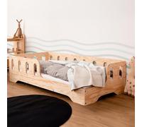smartwood Letto Montessori Bambini 90x200 - Letto Bambini con Sponda e Rete a Doghe - Compensato di Pino Certificato FSC - Per Bambini e Bambine - Montaggio Facile - TILA 1P
