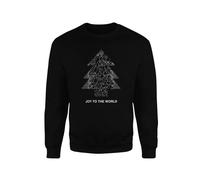 SMARTYPANTS Joy To The World, felpa natalizia nera con scritta in lingua inglese anni '80, rock pop band padre albero di Natale, regalo di Natale, Black Prime, XL