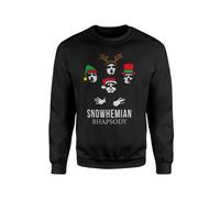 SMARTYPANTS Snohemian Rhapsody - Felpa divertente per feste di Natale, con Babbo Natale e renna anni '80, rock band fantasy vita reale, mamma, parodia, canzone famosa, regalo, Black Prime, S