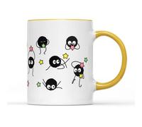 SmartyPants Soot Sprites - Tazza da caffè con manico in ceramica resistente, rivestita, lavabile in lavastoviglie, adatta al microonde (manico giallo prime)