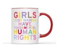 SmartyPants Tazza da tè e caffè con scritta "Girls Just Wanna Have Fundamental Human Rights Fundamental Human Rights - Divertente e colorata per i diritti riproduttivi delle donne con capriolo umano
