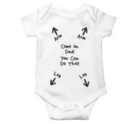 SMARTYPANTS Tutina per neonato con scritta "Come On Dad! You Can Do This!", a maniche corte, con istruzioni divertenti (lingua italiana non garantita), bianco, 0-3 Months