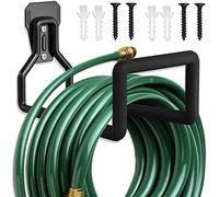 SMARYONG Supporto da parete per tubo da giardino, in metallo, resistente, avvolgitubo, può contenere fino a 4,5 m, ganci resistenti per garage all'aperto