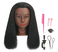 Smarzino Testa di manichino in veri capelli umani al 100% con supporto per parrucchiere pratica treccia styling manichino cosmetologia bambola testa di addestramento