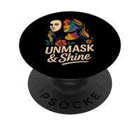 Smascherare e brillare la consapevolezza dell"autismo della ragazza ADHD della neurodiversità PopSockets PopGrip Adesivo