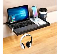 Smasener Bedside Shelf for Bunk,Bunk Bed Table Shelf for Top Bunk Heavy Duty Clip On Bed Side Table Tray for College Dorm Room,Loft Nightstand Organizer Vassoio con porta tazza rimovibile (V-Shaped)