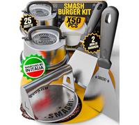 SmashiI® Burger Componenti per hamburger pressati professionali acciaio inox 304, certificato UE, per alimenti, pressa per hamburger Smasher, rivestimento antiaderente, kit originale (professionale)
