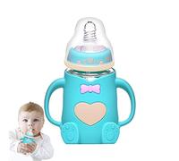 smashing Bottiglie in vetro per neonati, con capezzolo di risposta naturale, facili da pulire, con custodia protettiva in silicone per neonati che allattano