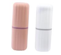 SMASOLO 2 pezzi Contenitori Portaspazzolino in Plastica Compatti e Leggeri Porta Spazzolino e Dentifricio da Viaggio Organizer Salve Spazi per Bagno e Viaggi Bianco e Rosa