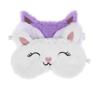 SMASOLO 2 pezzi Maschera Occhi Morbida in Pelliccia Sintetica con Cinturino Regolabile Volpe e Bianco Coniglio Copri Occhi Ergonomico per Dormire Viaggio e Relax per Ragazze Adolescenti e