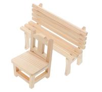 SMASOLO 2 Pezzi Miniature Wooden Chair And Bench Dollhouse Accessories For Miniature Park And Garden Scenes Enhancing Realism