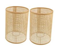 SMASOLO 2 Pezzi paralume soffitto copertura leggera in rattan alghe plafoniera da incasso in rattan Intrecciata casa luce vimini coprilampada paralumi ricambio Metallo