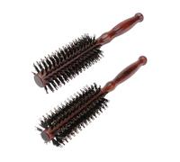 SMASOLO 2 pezzi Spazzola Tonda Setole Naturali con Legno Ergonomico Taglia S per Asciugatura Styling e Riduzione Elettricità Statica Adatta Lunghi Corti Lisci e