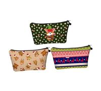 SMASOLO 3 pezzi Trucco Natale con Gufo Organizer Cosmetici Portatile Multifunzionale Pochette Piccola per Viaggio e Toeletta Design Natalizio Adorabile e Pratico