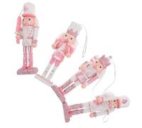 SMASOLO 4 Pezzi Decorazioni Natalizie Schiaccianoci in Legno Soldatini Schiaccianoci per Tavolo e Mensola Figurine Tradizionali da Collezione per Festa e Casa