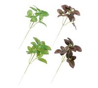 SMASOLO 4 pezzi Piante Artificiali Foglie Finte Verdi per Decorazione Interni ed Esterni Foglie Aromatiche di Menta e Erbe in Verde per Balcone Giardino e Tavolo