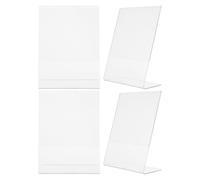 SMASOLO 4 Pezzi Porta Menu da Tavolo in Acrilico Trasparente Supporto Verticale per Esposizione Segnaposto Porta Cartellini per Qr Code Prezzi Display per Ristoranti e Negozi