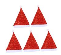 SMASOLO 5 Pezzi Cappelli Natalizi in Pile Rosso con Stella Cinque Punte Morbidi e Confortevoli per Feste e Decorazioni Natale Accessori Leggeri e Facili da Indossare