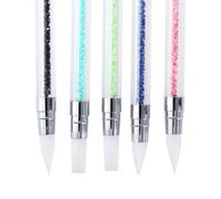 SMASOLO 5 pezzi Penne per Nail Art in Silicone con Manico Decorato Acrilico Pennelli Gel per Intaglio e Decorazioni Unghie con Punta Tonda Angolare e Piatta Kit Dotting per Semipermanente