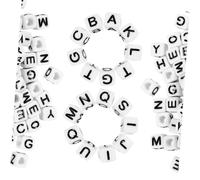 SMASOLO 500 pezzi Perline Acriliche Lettere Gioielli Fai da Te Colore Scuro e Bianco Facili per Braccialetti e Collane DIY