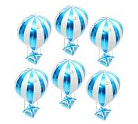 SMASOLO 6 Palloncini in Alluminio Mongolfiera 4d Blu, Decorazioni per Feste di Compleanno e Shower, Centrotavola a Forma di Mongolfiera, Palloncini da Soffitto per Eventi Primavera