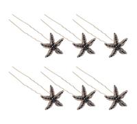 SMASOLO 6 pezzi Fermagli Capelli con Strass Stella a Cinque Punte Nero Forcine U-shape Eleganti per Donna Accessori Sposa e Quotidiani Facili da Fissare e Decorativi