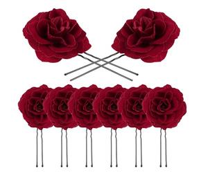 SMASOLO 8pezzi Forcine per Capelli Rosa Rossa Forcina Forma di U per Capelli da Donna Fermaglio Vintage da Sposa Accessori da Damigella d Onore