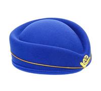 SMASOLO Cappello Stewardess in Berretto Air Hostess Design Confortevole e Stabile Cappello Uniforme Inglese Blu con Dorato