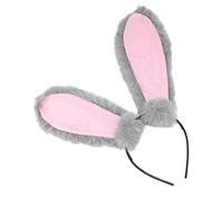 SMASOLO Cerchietto Orecchie Coniglio Peluche Grigio Leggero e Soffice Fascia Pasquale Cosplay Bambina Accessorio