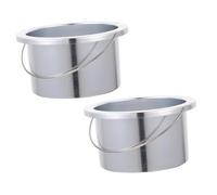 SMASOLO Contenitori Interni in Alluminio Per Scaldacera 100mm, Set 2 Pezzi Vasetti Antiaderenti Per Cera Depilatoria Manico Termoresistente, Accessori Per Uso Domestico e Saloni Di Bellezza
