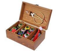 SMASOLO Cucito in Legno Massello Vintage Cofanetto Multiuso per Accessori Cucire Kit Ago Filo e Forbici Scatola Porta Materiale Professionale per Cucito e Ricamo Adatto Uso Domestico e Te