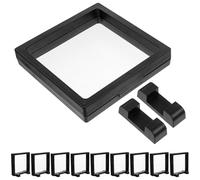 SMASOLO Espositore per Monete Cornice Galleggiante 3D Set da 10 Pezzi 11X11 CM Base Quadrata Trasparente ABS e PE per Collezioni e Regalo Decorativo